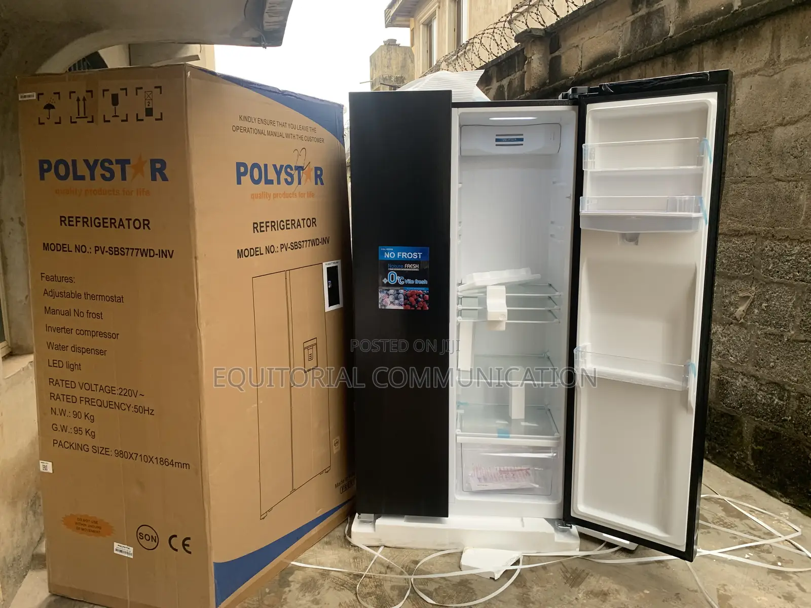Polystar Pv-Sbs777wd-Inv Full-Size Side-by-Side Refrigerator