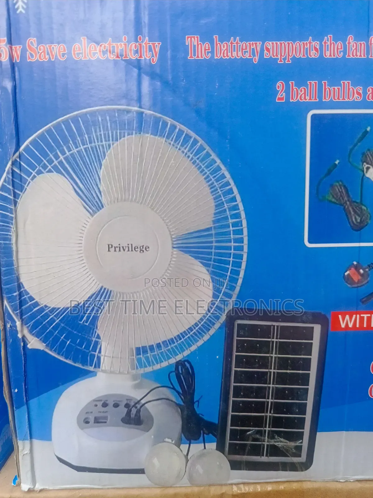 12" Privilege Solar Rechargeable Table Fan