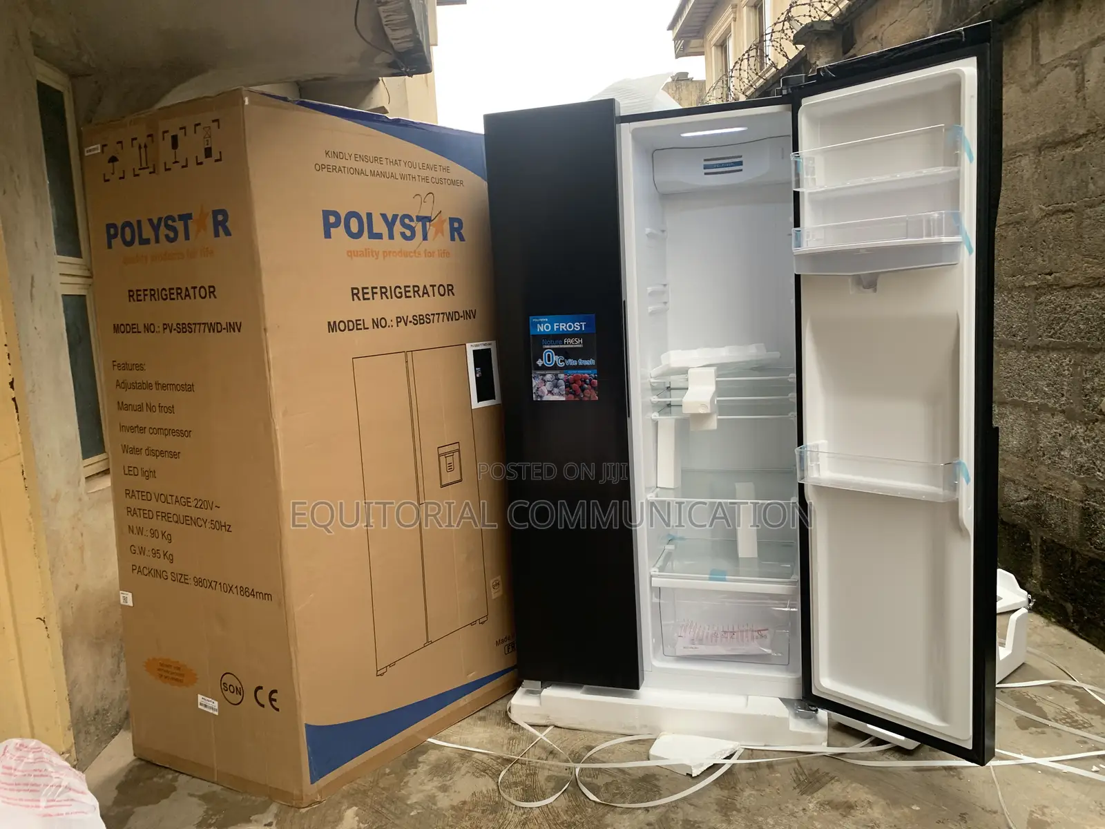 Polystar Pv-Sbs777wd-Inv Contemporary Side-by-Side Fridge