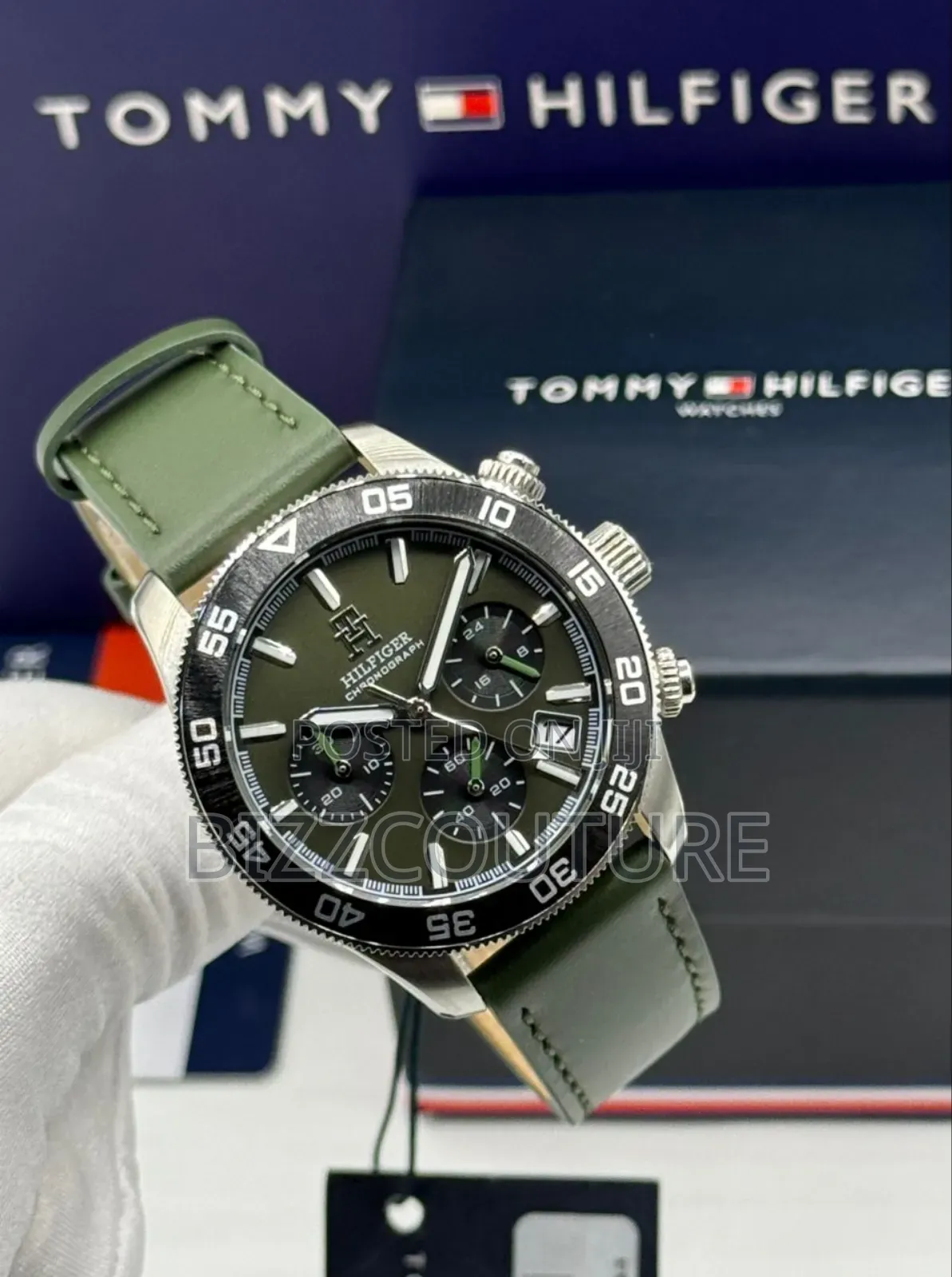 Original Tommy Hilfiger Green Dial Leather Strap Available in Store
