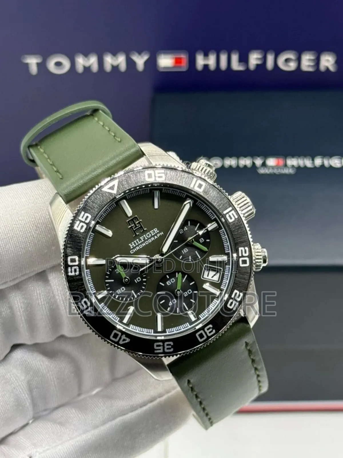 Original Tommy Hilfiger Green Dial Leather Strap Available in Store