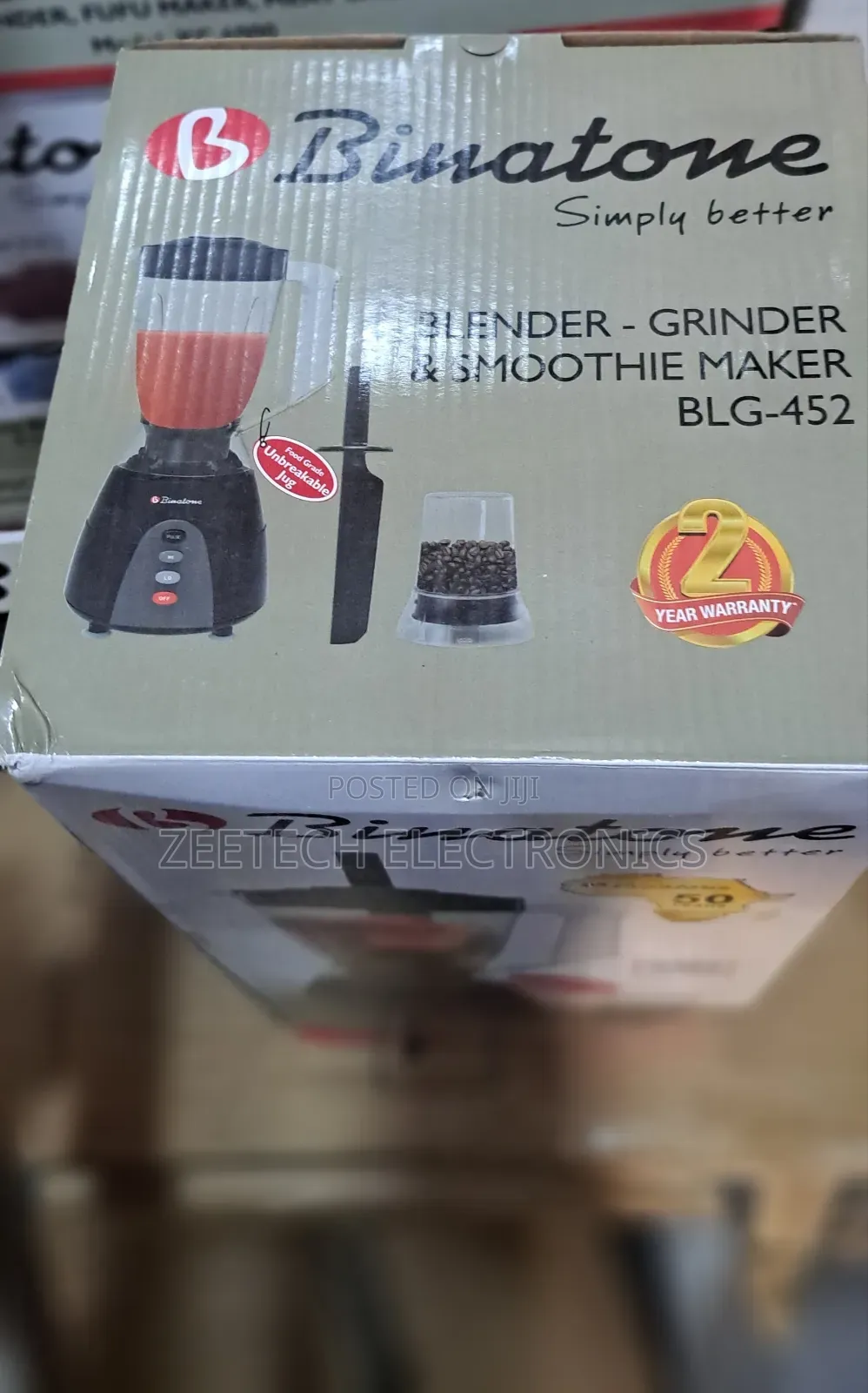 Binatone Blender With Grinder Unbreakable Jar, Model BLG-452.