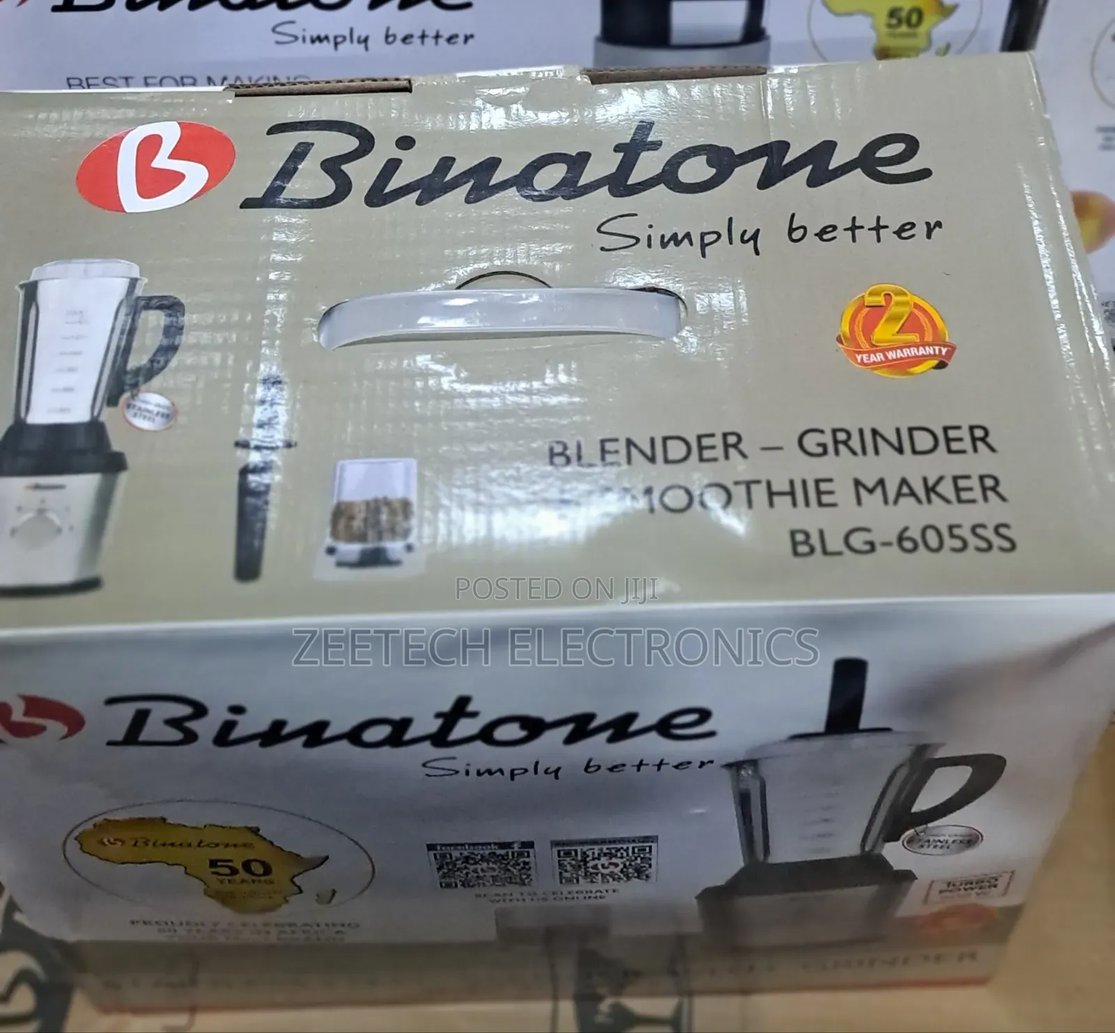 Binatone BLG-605ss Stainless Steel Blender With Grinder.