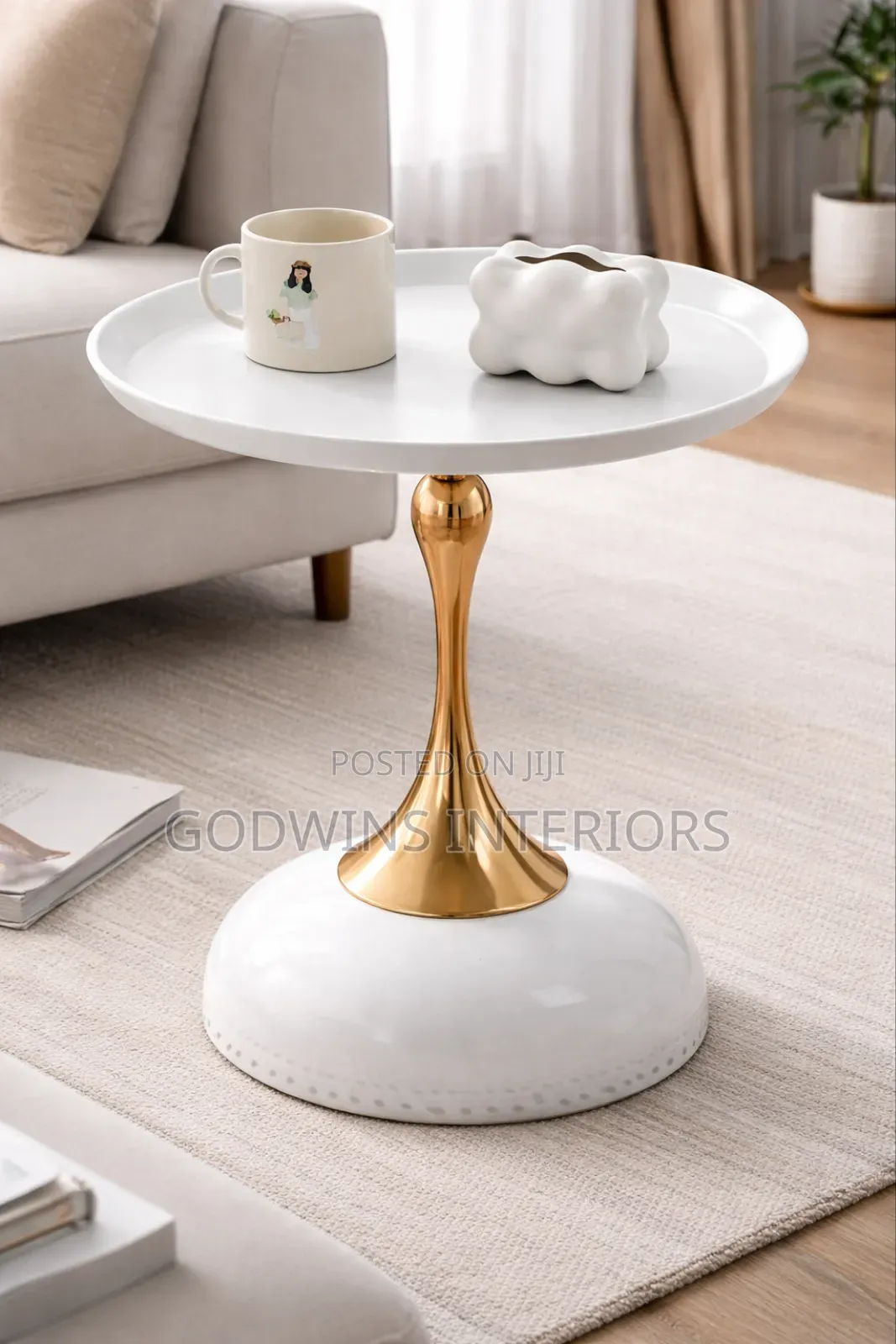 Modern Luxury Side Table (White Gold)