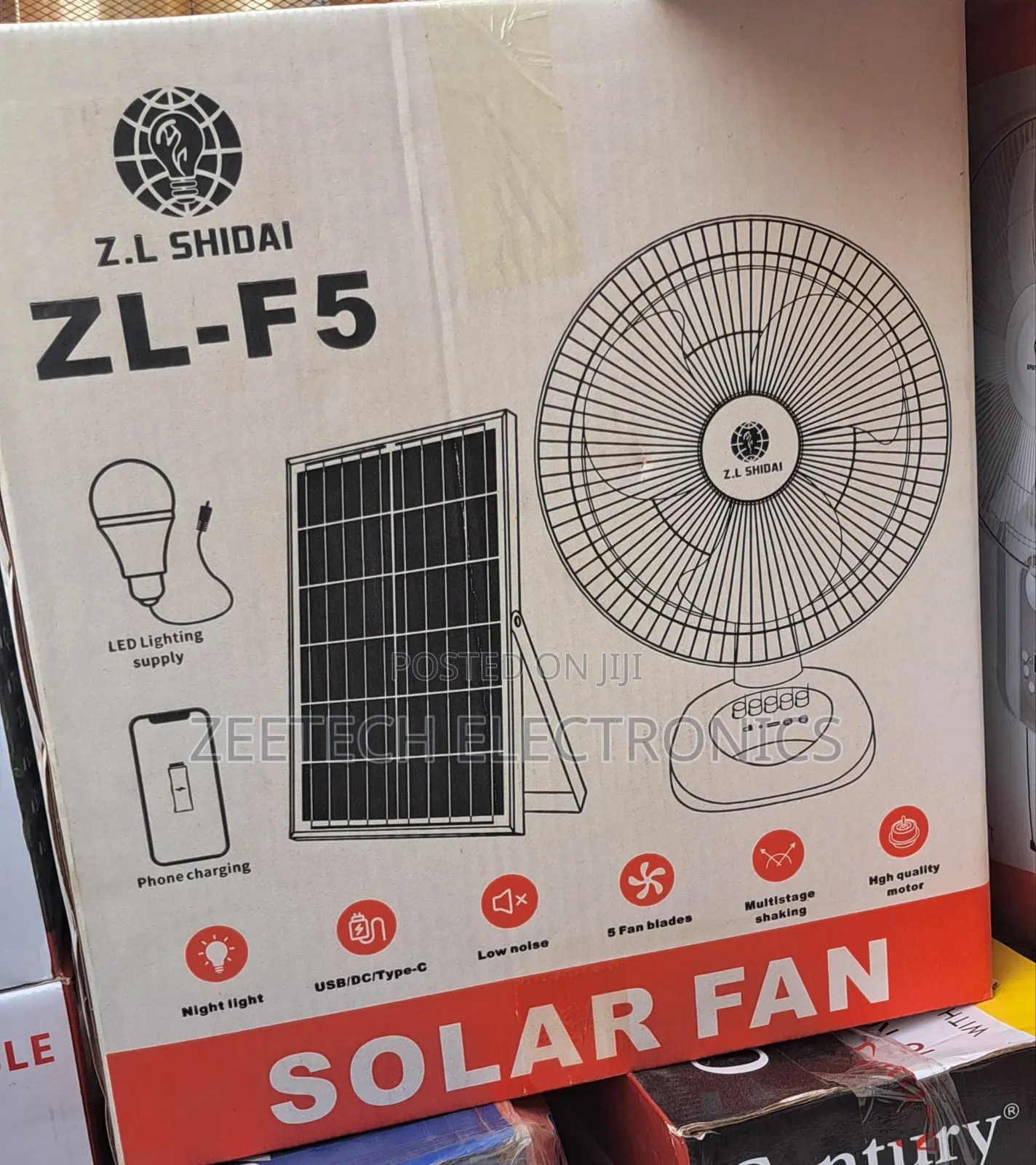 16" Z.L Shidai Zl-F5 Solar Rechargeable Table Fan