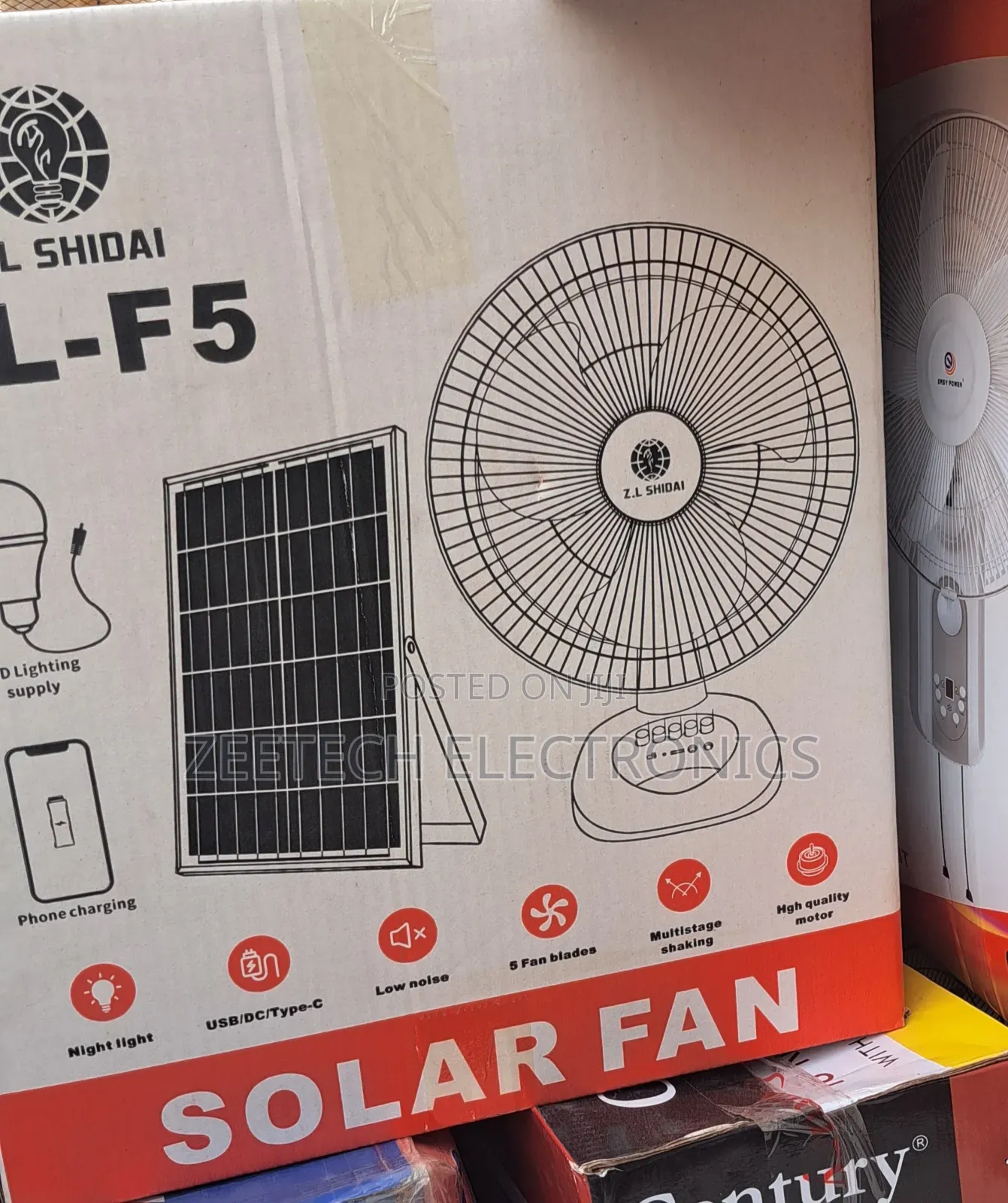 16" Z.L Shidai Zl-F5 Solar Rechargeable Table Fan