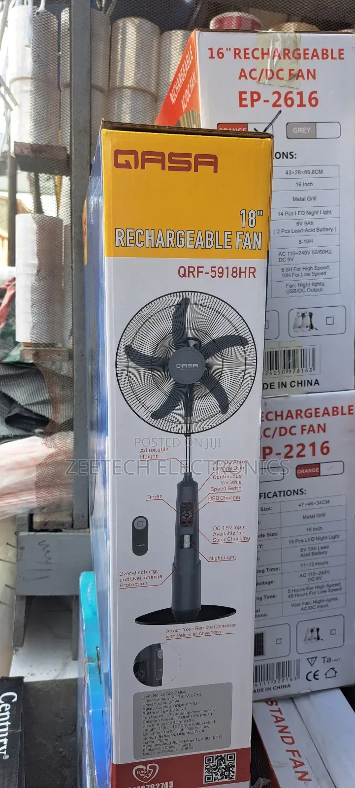 Qasa 18" Rechargeable Standing Fan