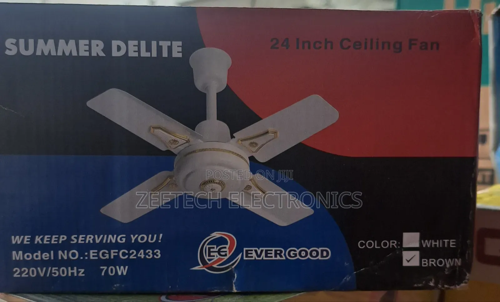 Evergood Summer Delite 24-Inch Short Blade Ceiling Fan.