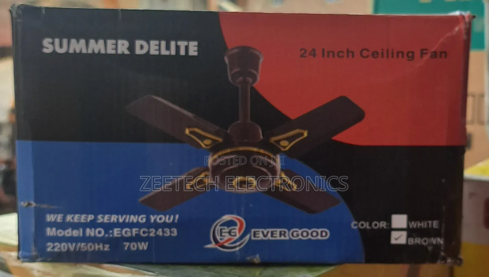 Evergood Summer Delite 24-Inch Short Blade Ceiling Fan.