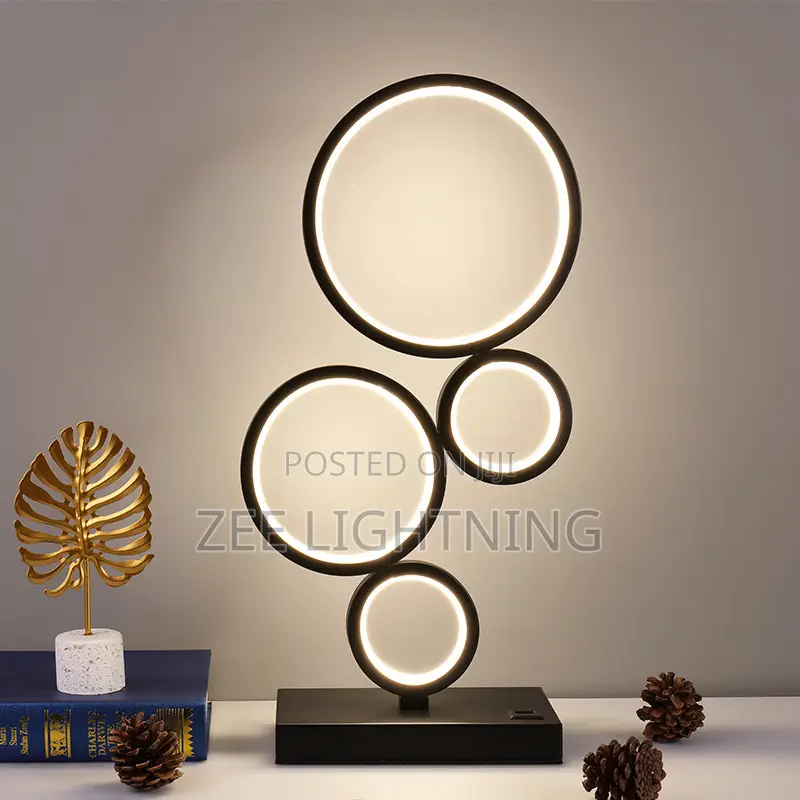 Led Table Lamp in Black/Gold/White Body