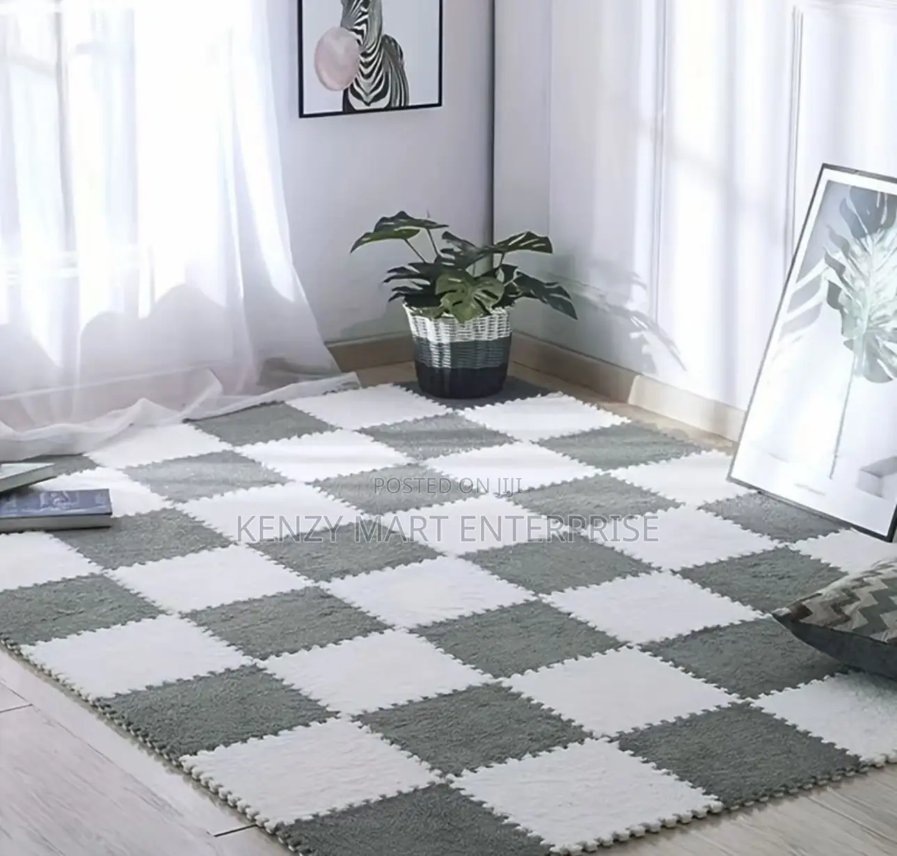 Washable Rug or Carpet Tile Puzzle for Living/Bedroom Office Area
