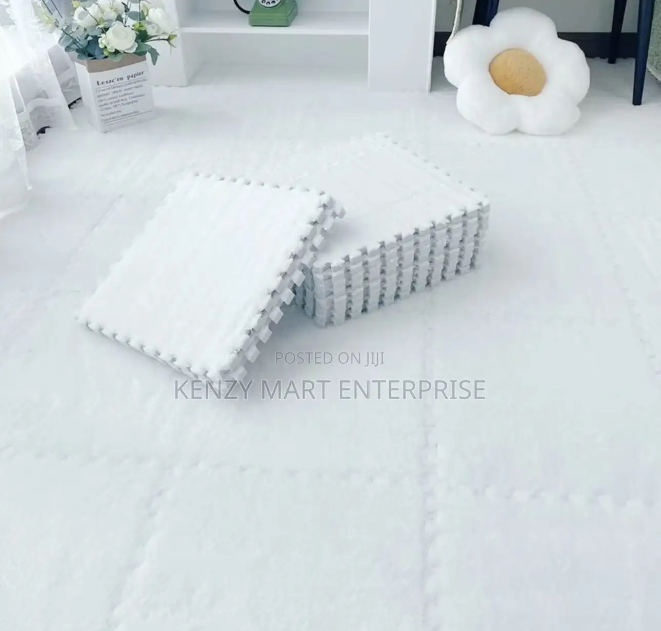 Washable Rug or Carpet Tile Puzzle for Living/Bedroom Office Area