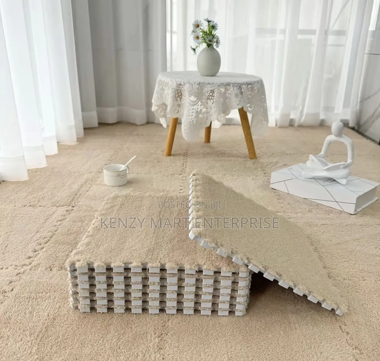Washable Rug or Carpet Tile Puzzle for Living/Bedroom Office Area