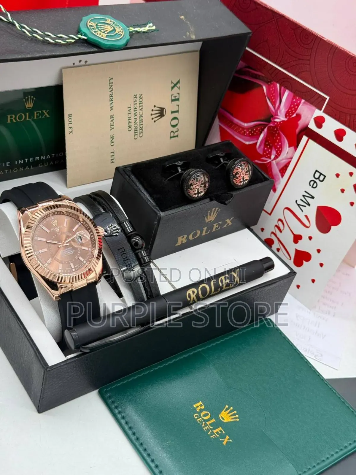 Rolex Watch, Bracelet, Cufflinks and Pen Gift Set for Valentine.
