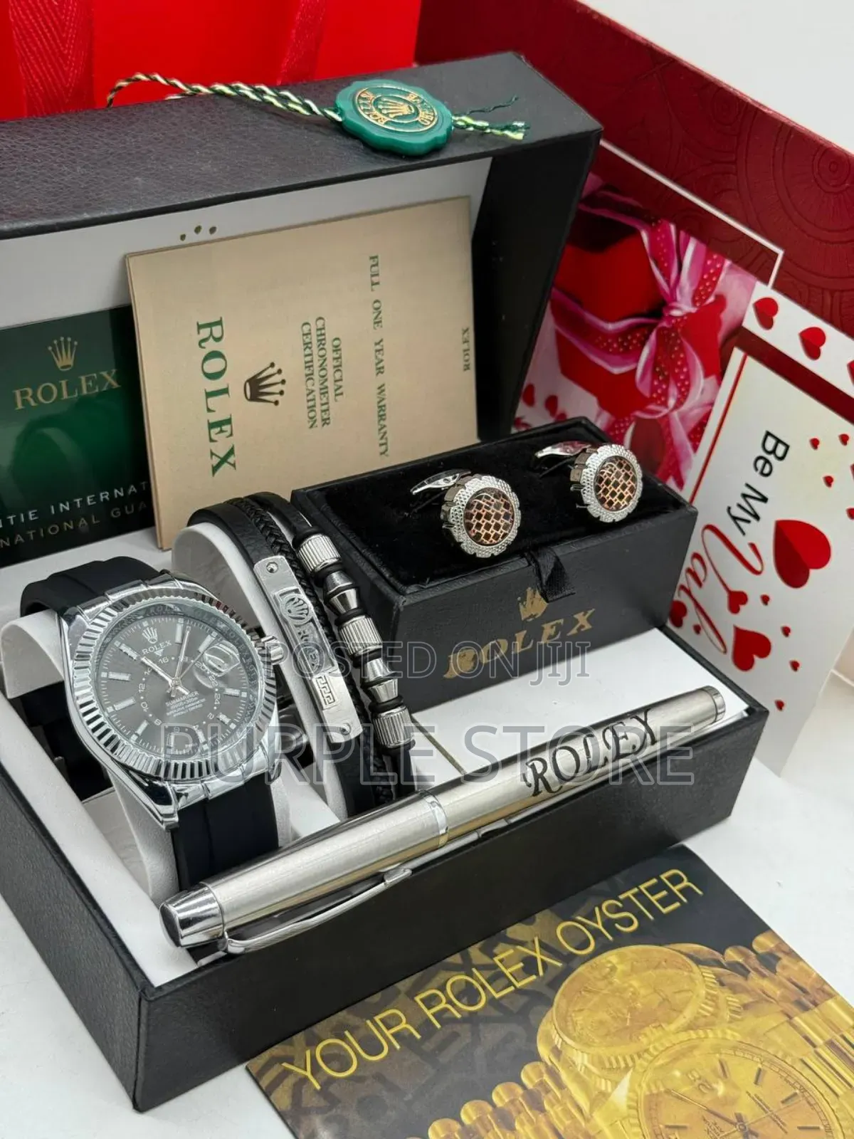 Rolex Watch, Bracelet, Cufflinks and Pen Gift Set for Valentine.