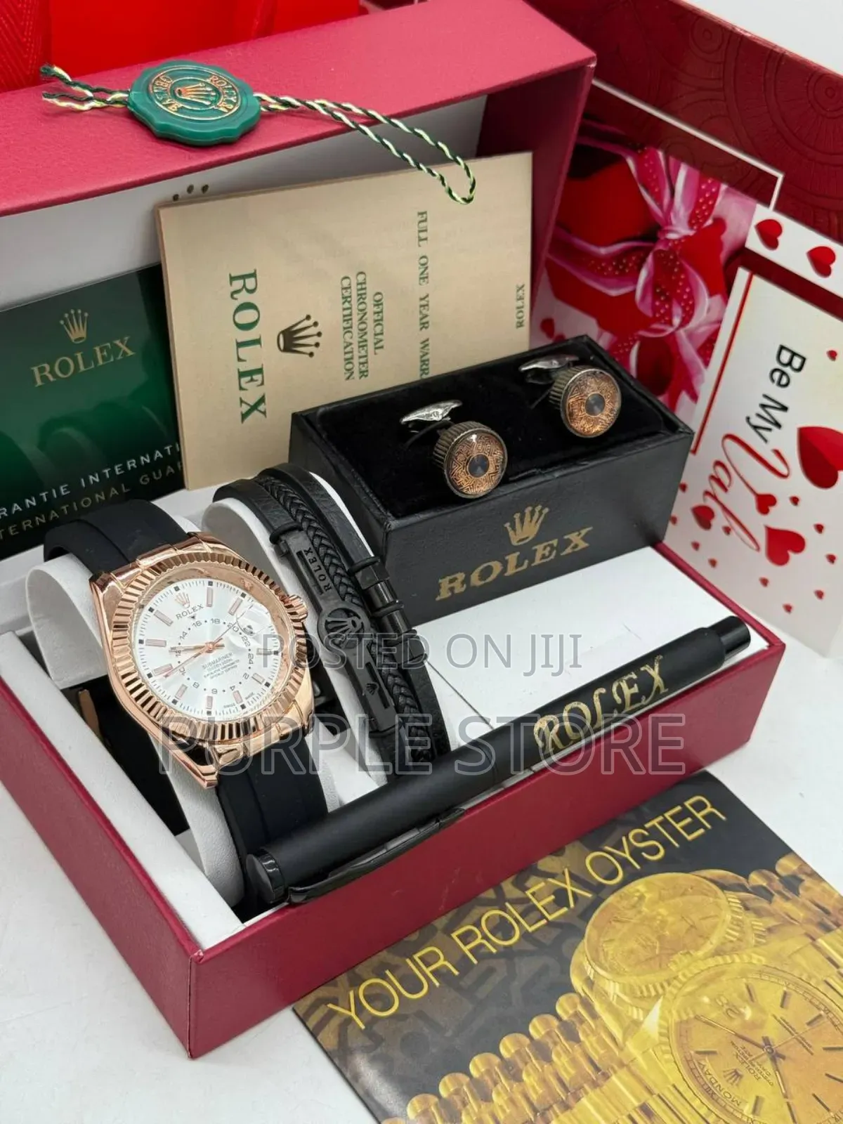 Rolex Watch, Bracelet, Cufflinks and Pen Gift Set for Valentine.