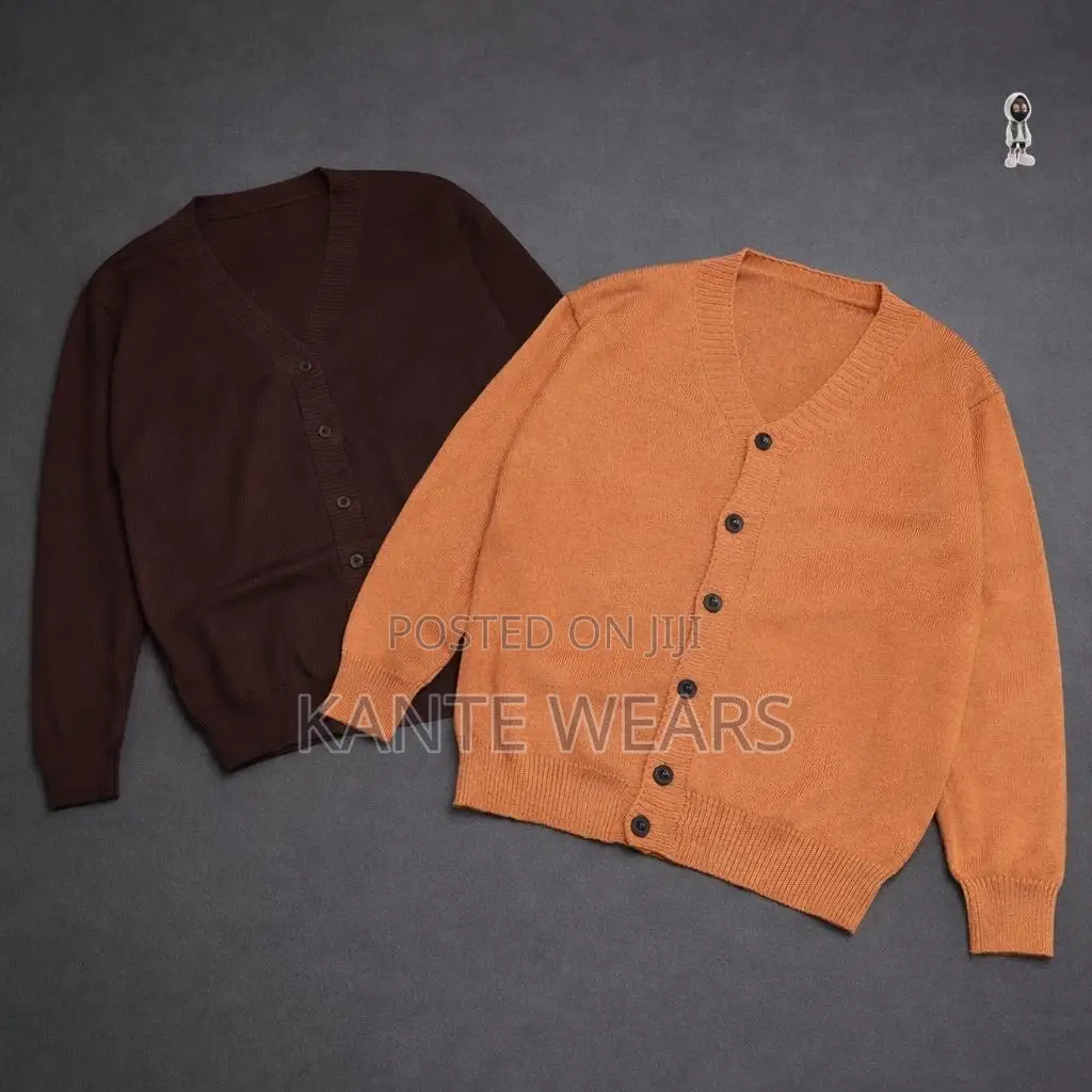 Men Cardigan Long Sleeve v-Neck Slim Fit Single-Breasted Solid Color