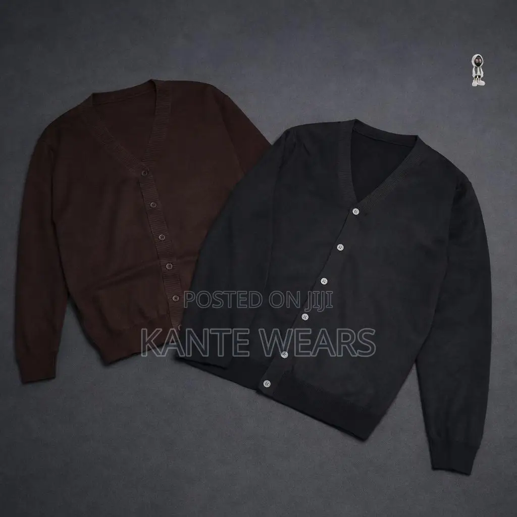 Men Cardigan Long Sleeve v-Neck Slim Fit Single-Breasted Solid Color