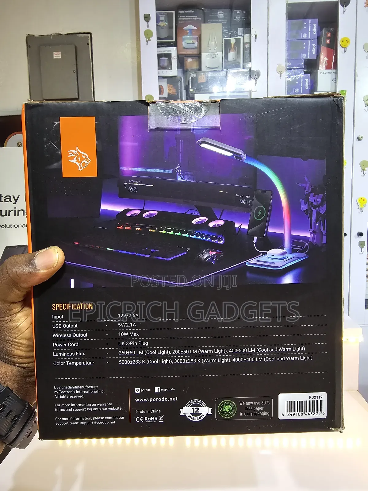 E Sports/Gaming Desk Lamp With Wireless Charger – Adjustable Led Light