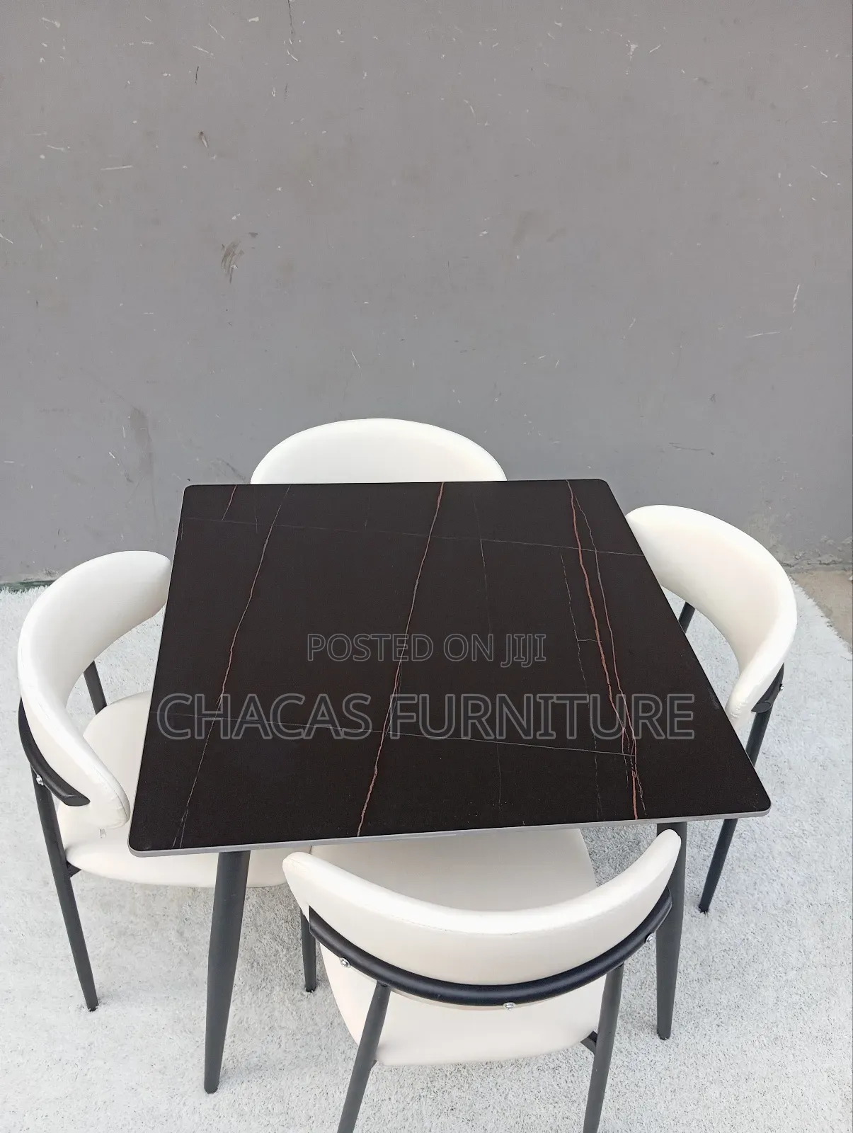 Modern 4-Seater Dining Table Set - Square Table Padded Chairs