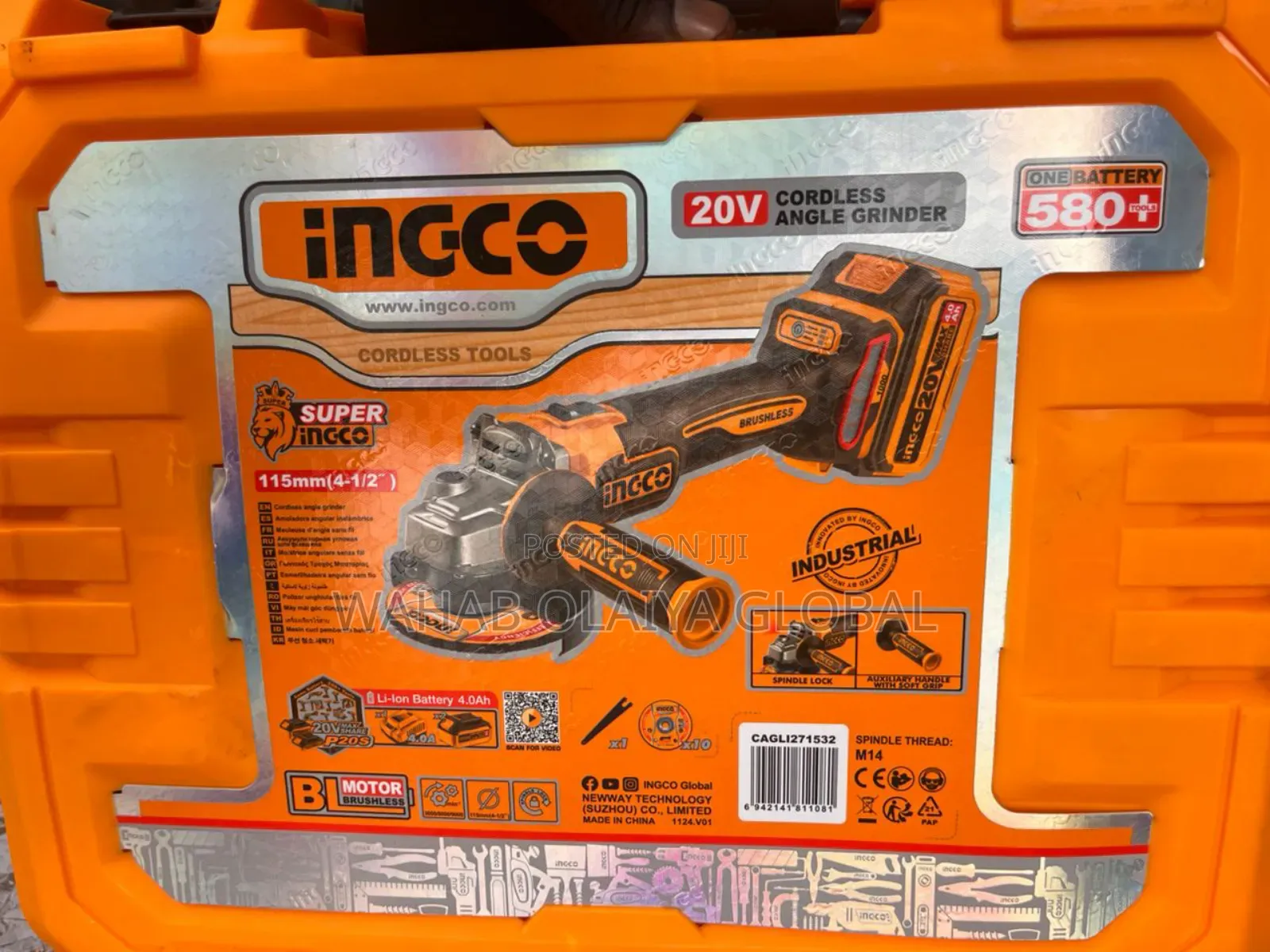 Ingco Cagli271532 Cordless Angle Grinder – 20v Brushless