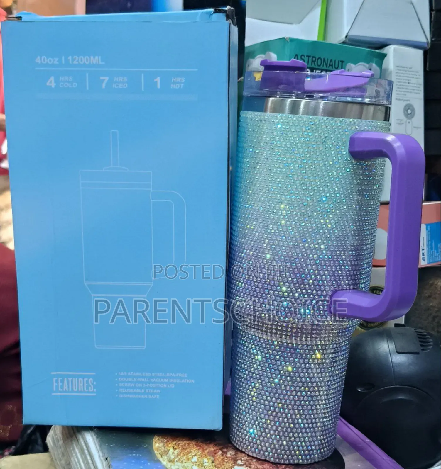 1200ml Stoned Vacuum Coffee Mug Tumbler With Straw Lids