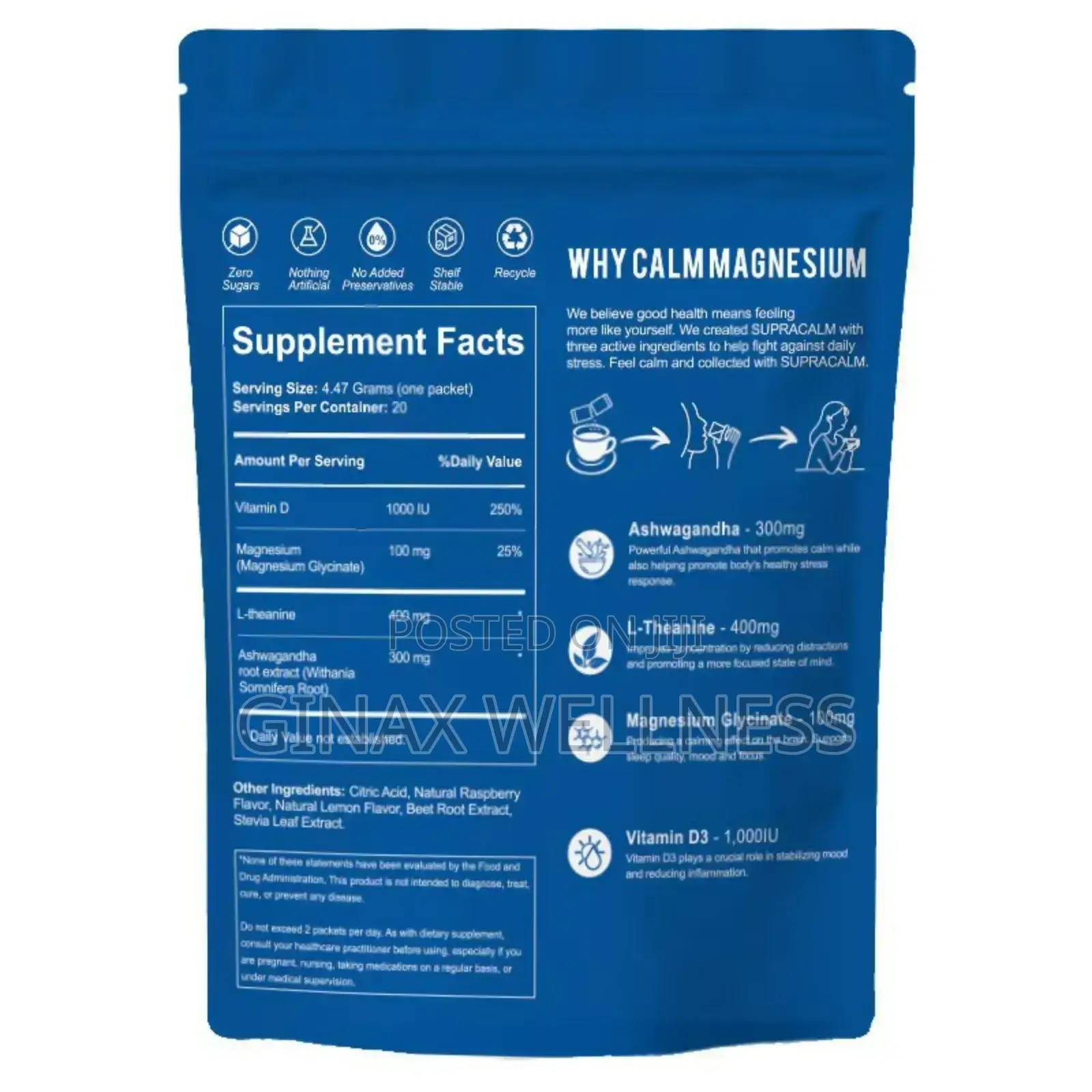 Calm Magnesium Powdered Drink With Magnesium Glycinate Ashwagandha