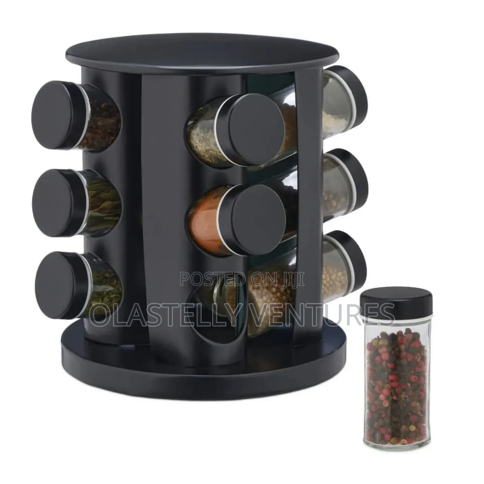 12 Jars Rotating Spice Rack Organizer Square Shape. Ho