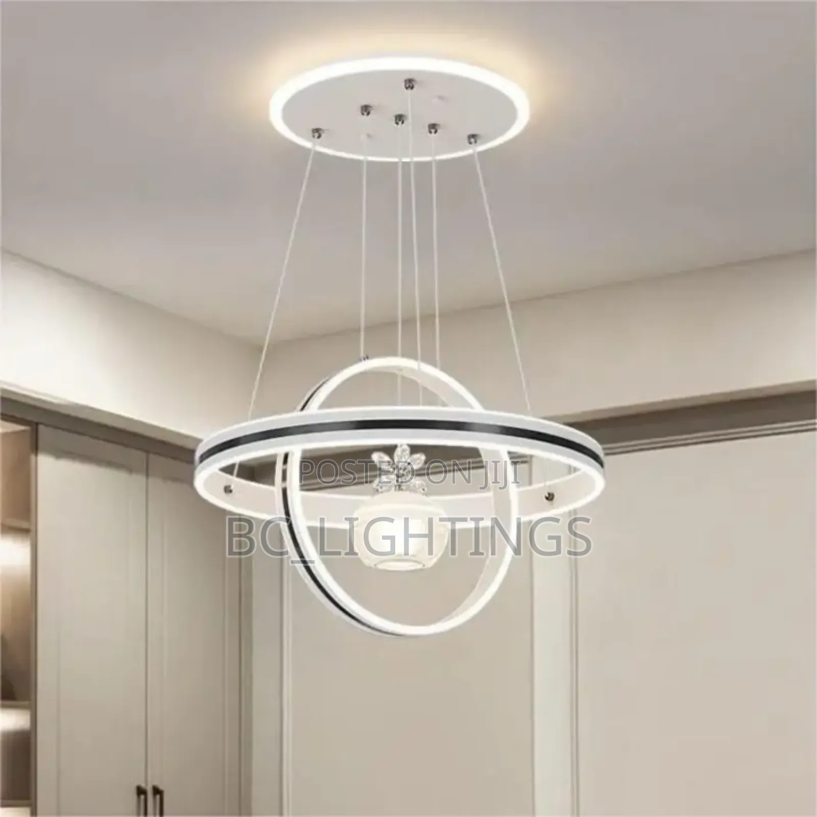 Modern Led Chandelier Light Black, Gold and White Body