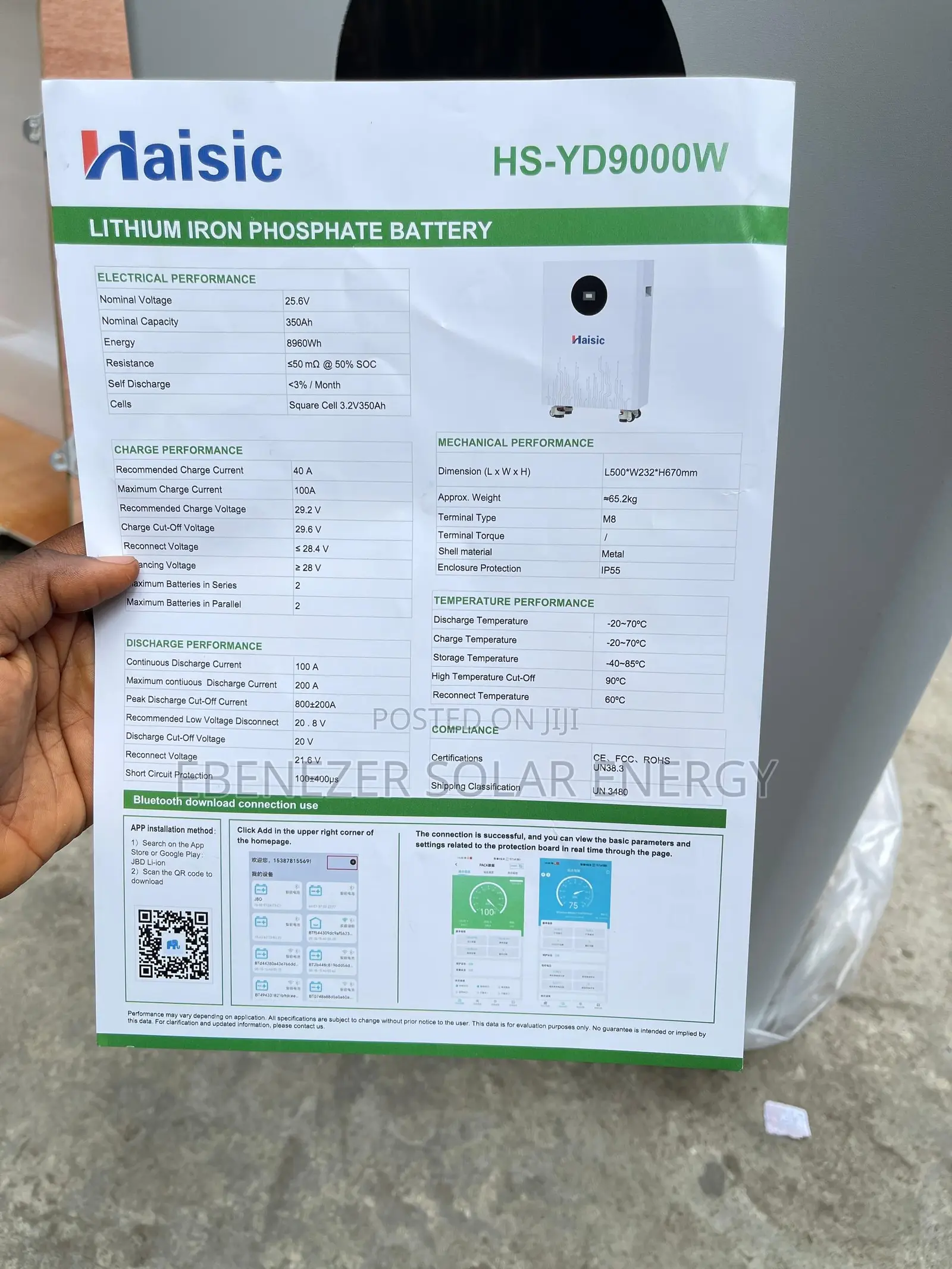 9kwh Haisic Lithium Battery 350ah 25.2v