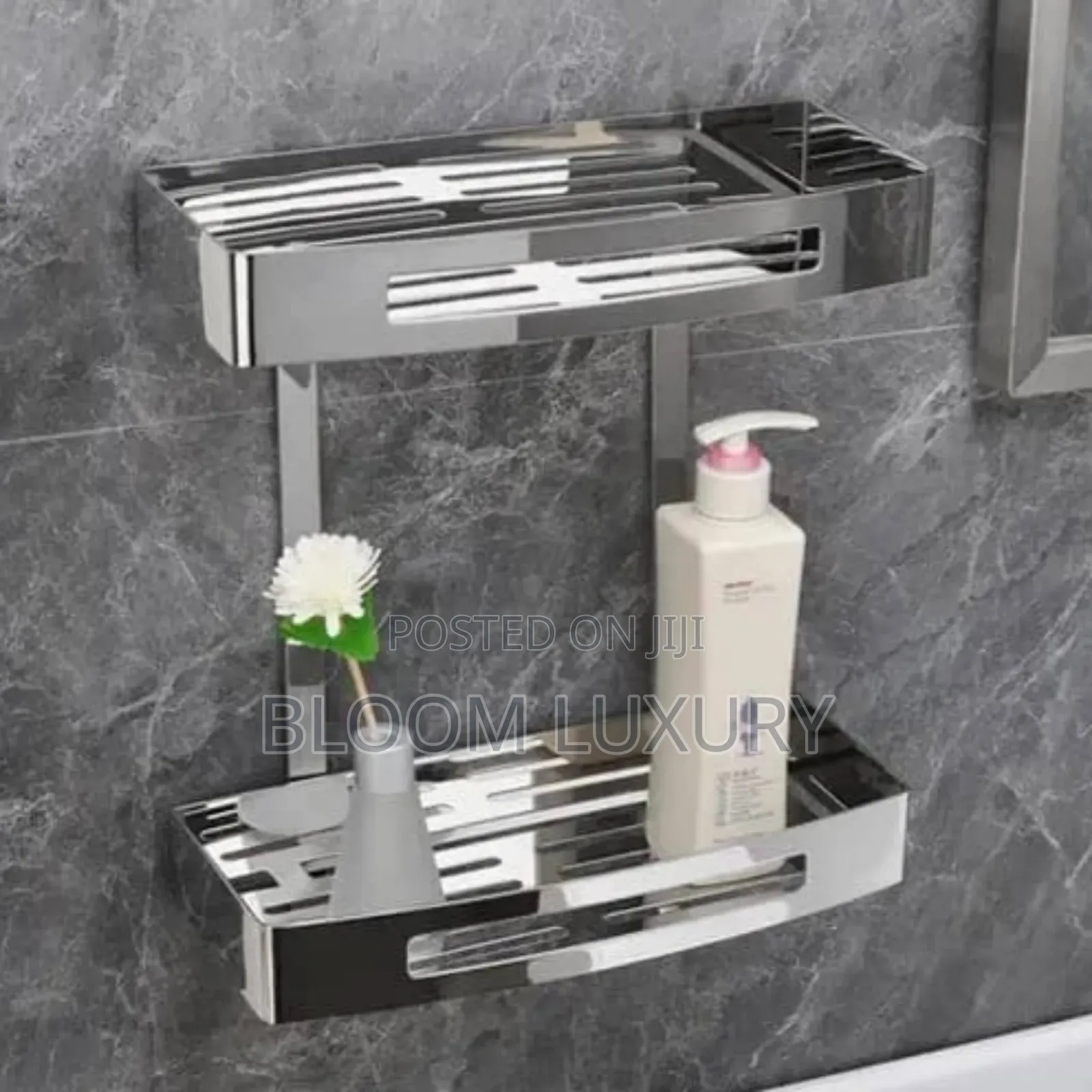 Black And Silver Bathroom Shelves