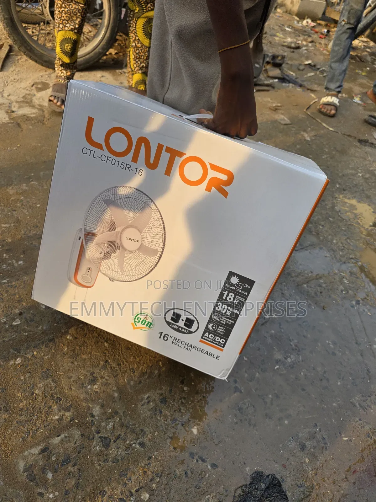 Lontor 16inch Rechargeable Wall Fan