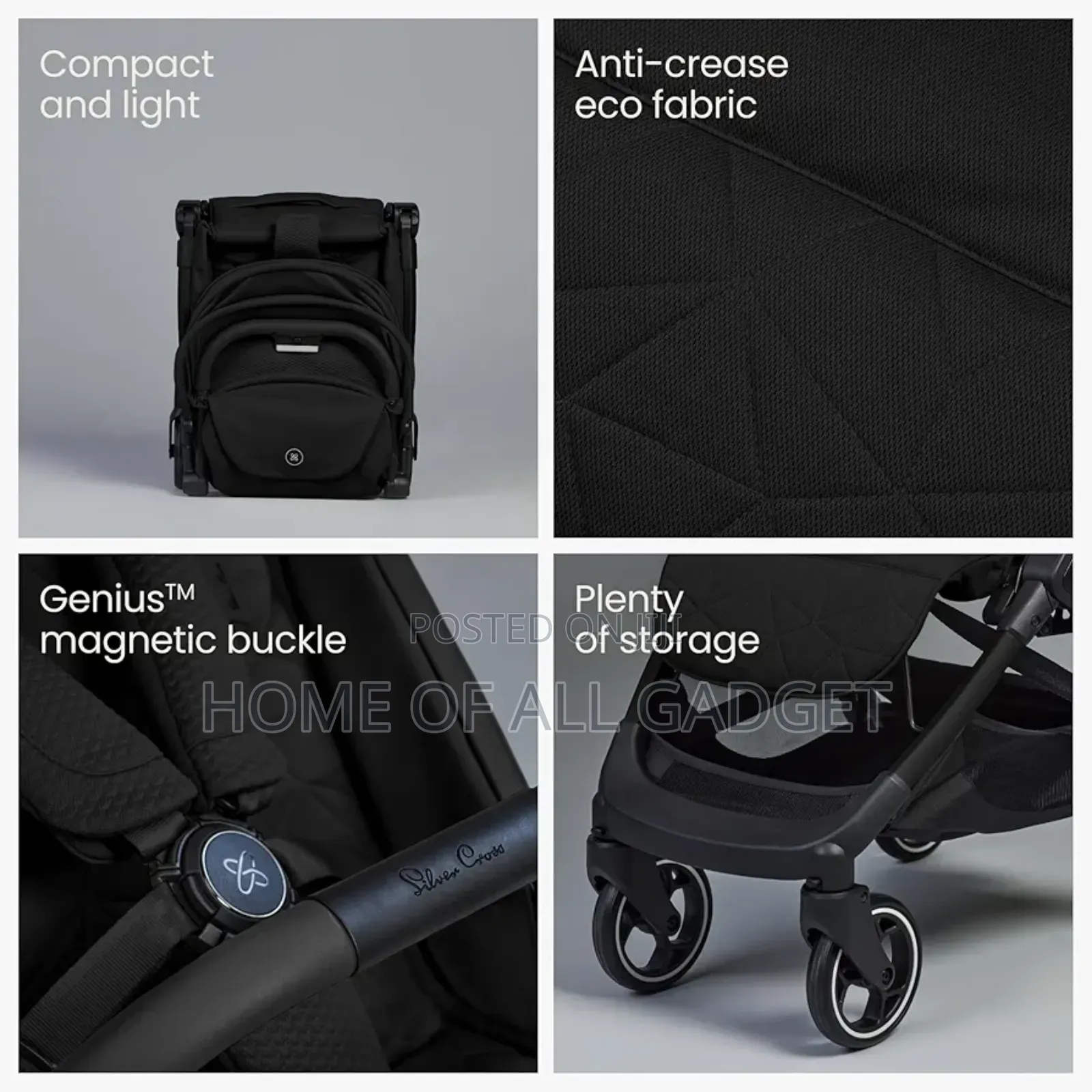 Silver Cross Stroller - Clic Compact Pushchair, Travel- Cabin Foldable