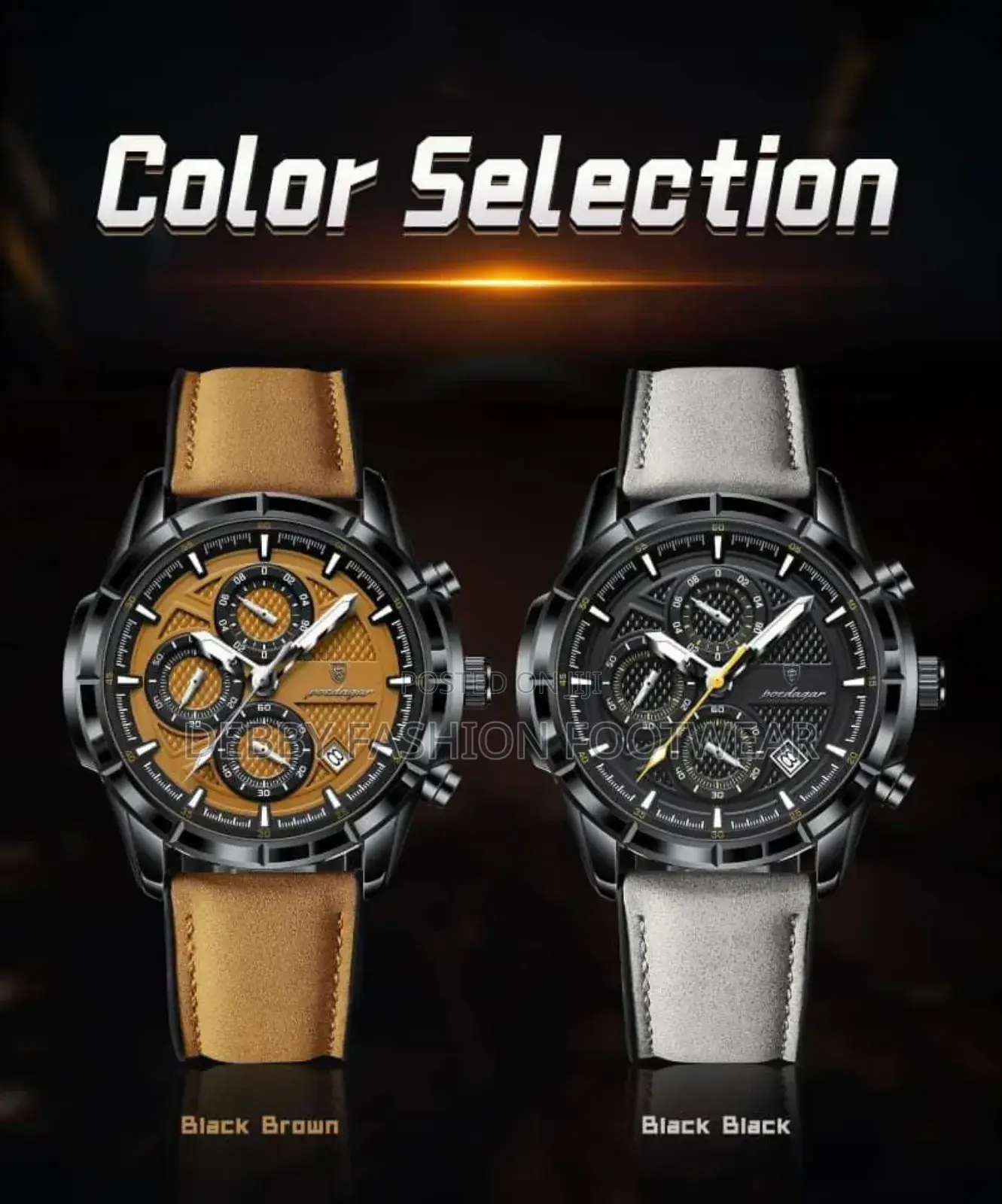 Perfectly Working Analog Leather Chronograph Movement Wristwatch