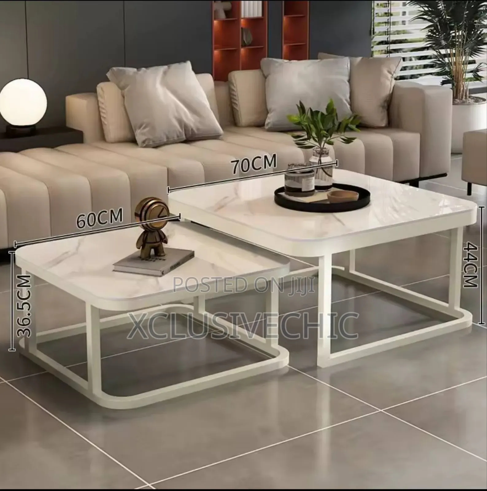 2 in 1 Square Combination Creative Scalable Metal Glass Centre Table