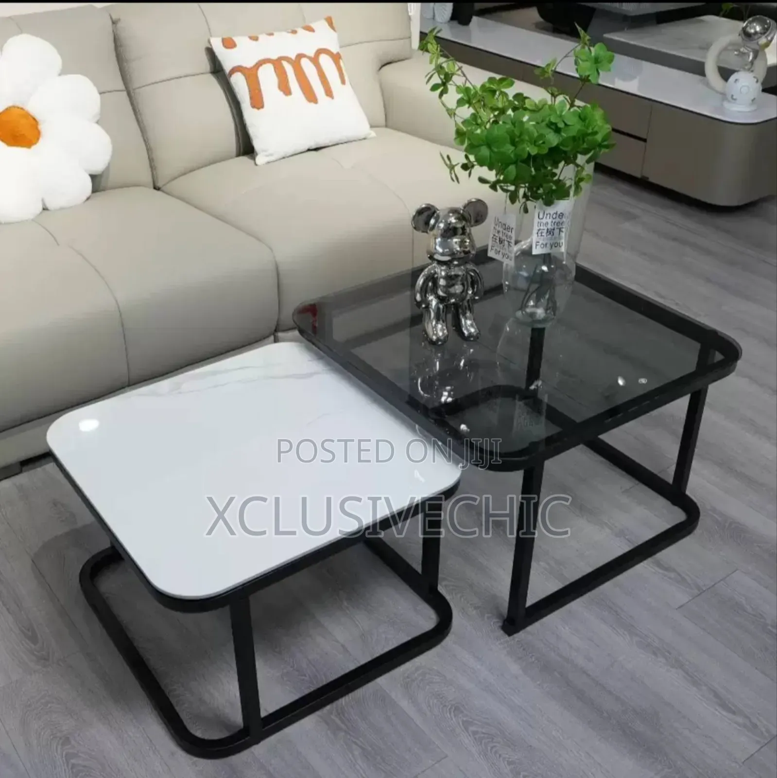 2 in 1 Square Combination Creative Scalable Metal Glass Centre Table
