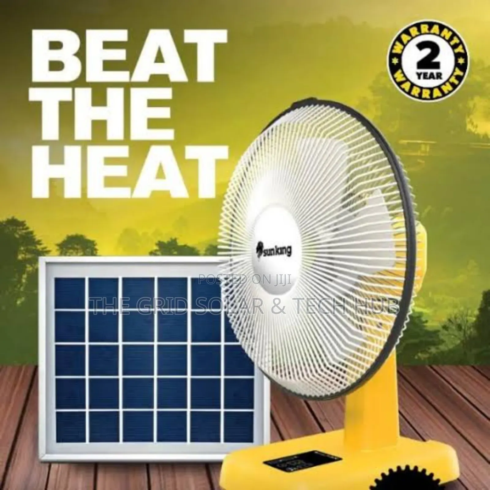 Sun King 16" Solar Rechargeable Table Fan (Long Lasting Battery)