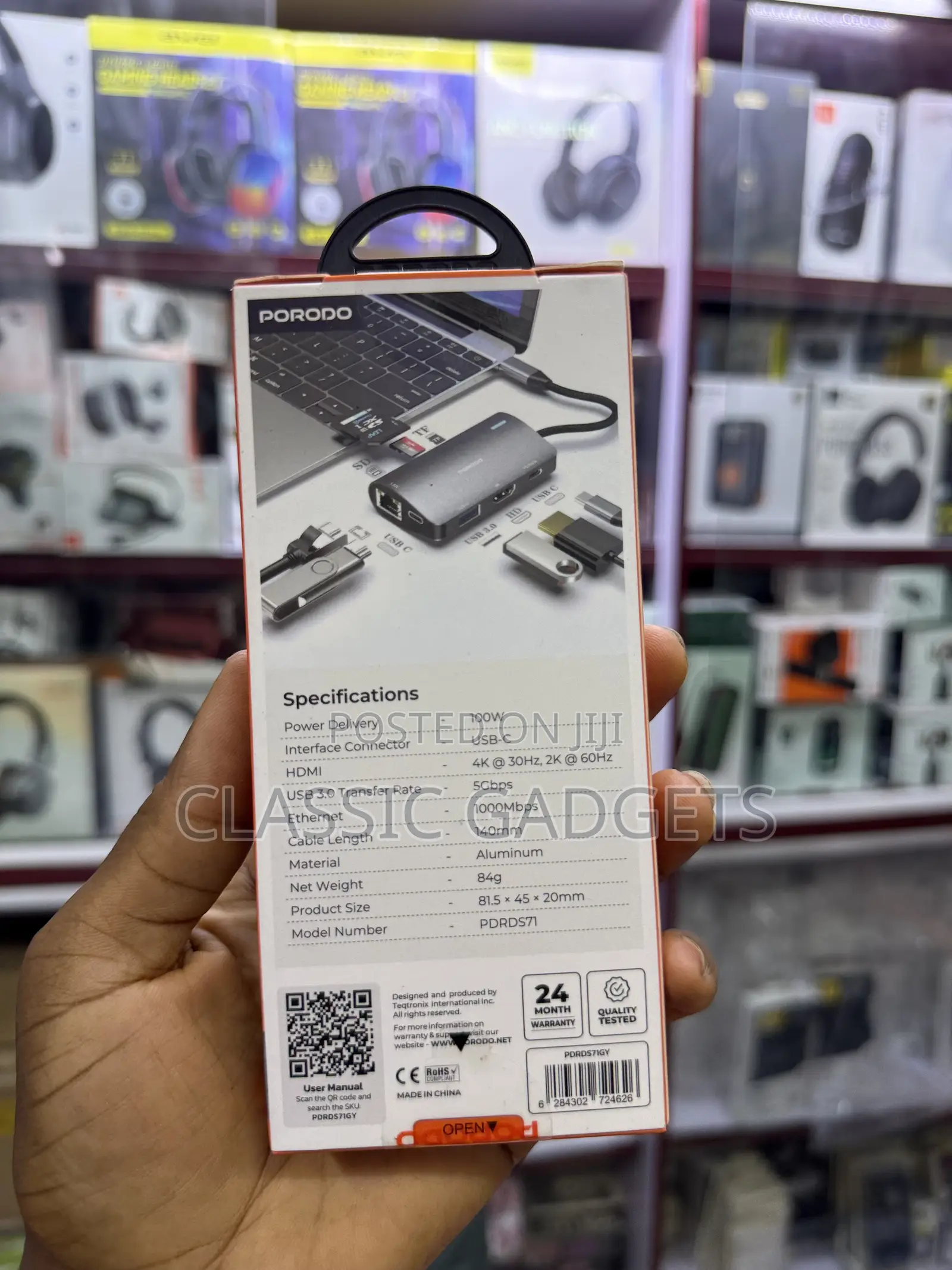 Porodo 7-in-1 Multi Port Usb-C Hub - Gray