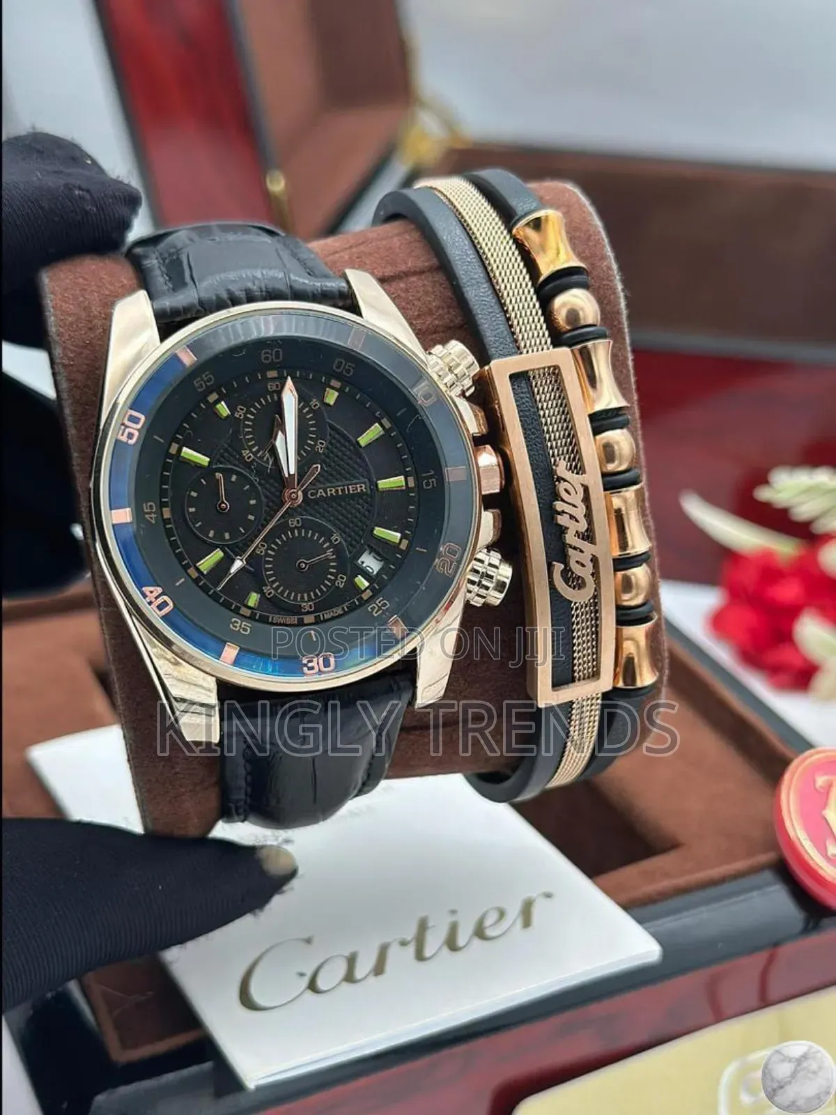 Quality Cartier Chronograph Leather Wristwatch
