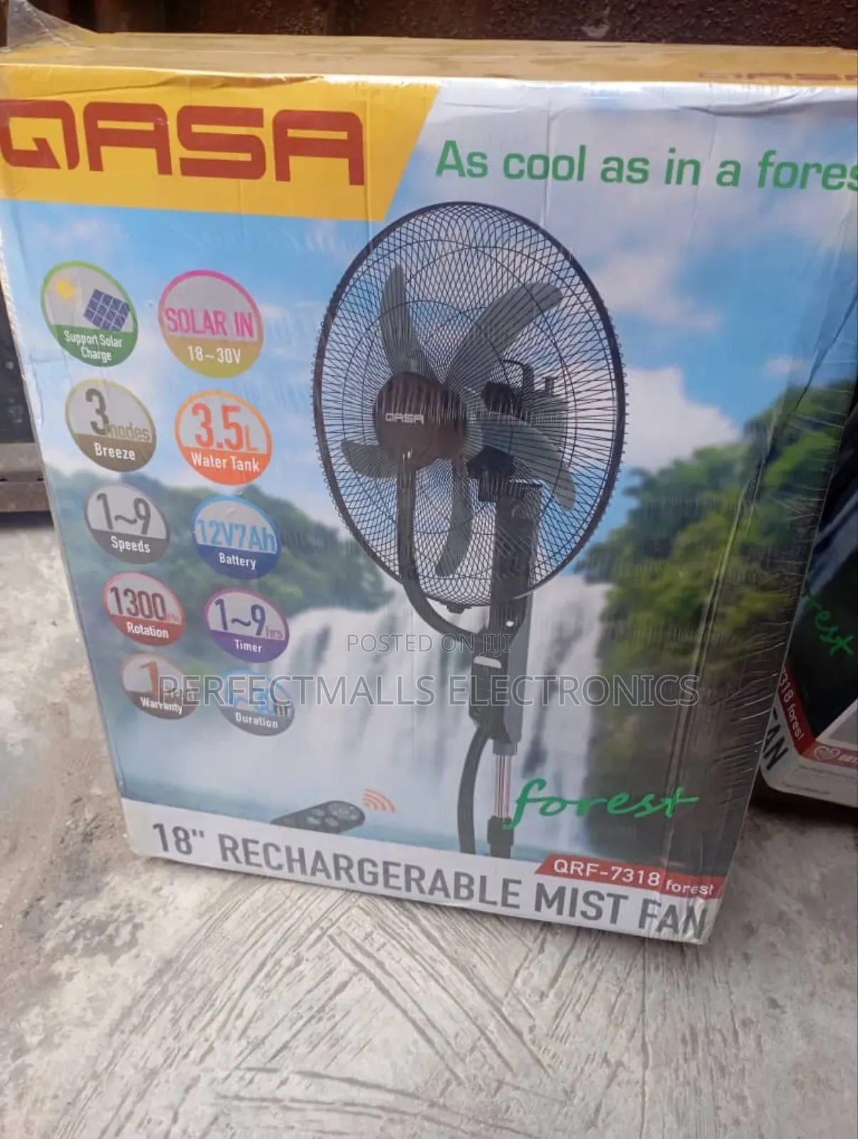Qasa 18 Inches Rechargeable Mist Fan