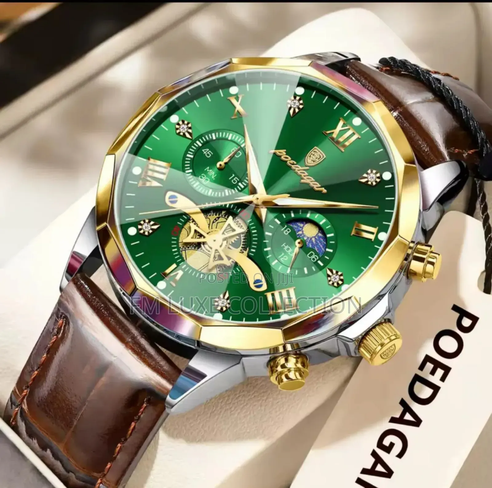 Luxury Poedagar Active Chronograph Leather Wristwatch