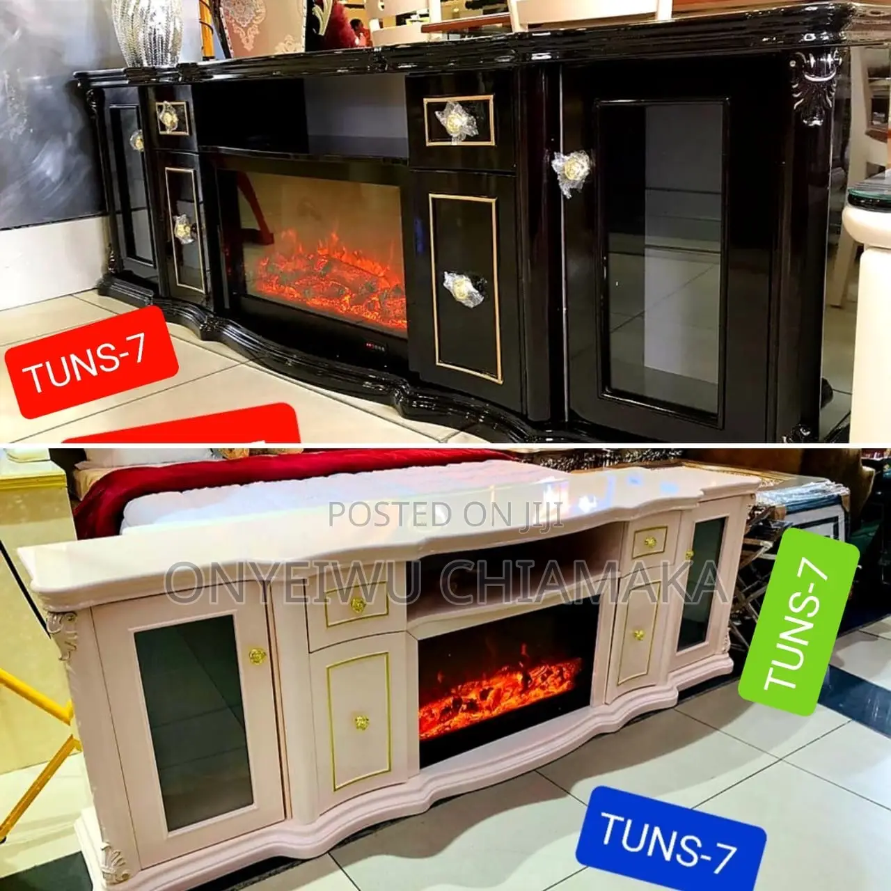 Luxury Tv Console With Electric Fireplace – Tuns-7