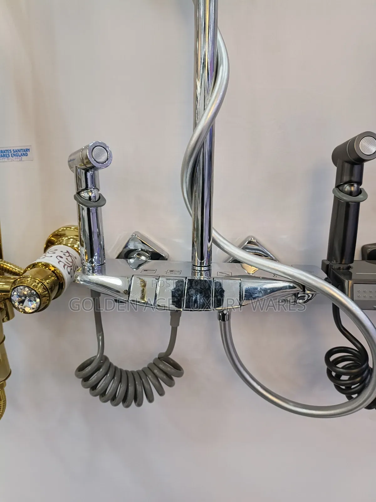 Brass Engine Silver Color Shower Mixer Set
