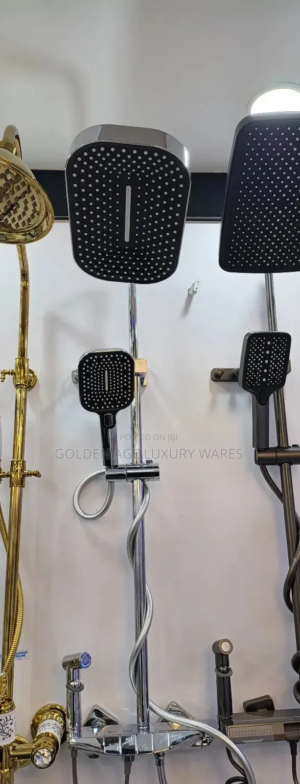 Brass Engine Silver Color Shower Mixer Set