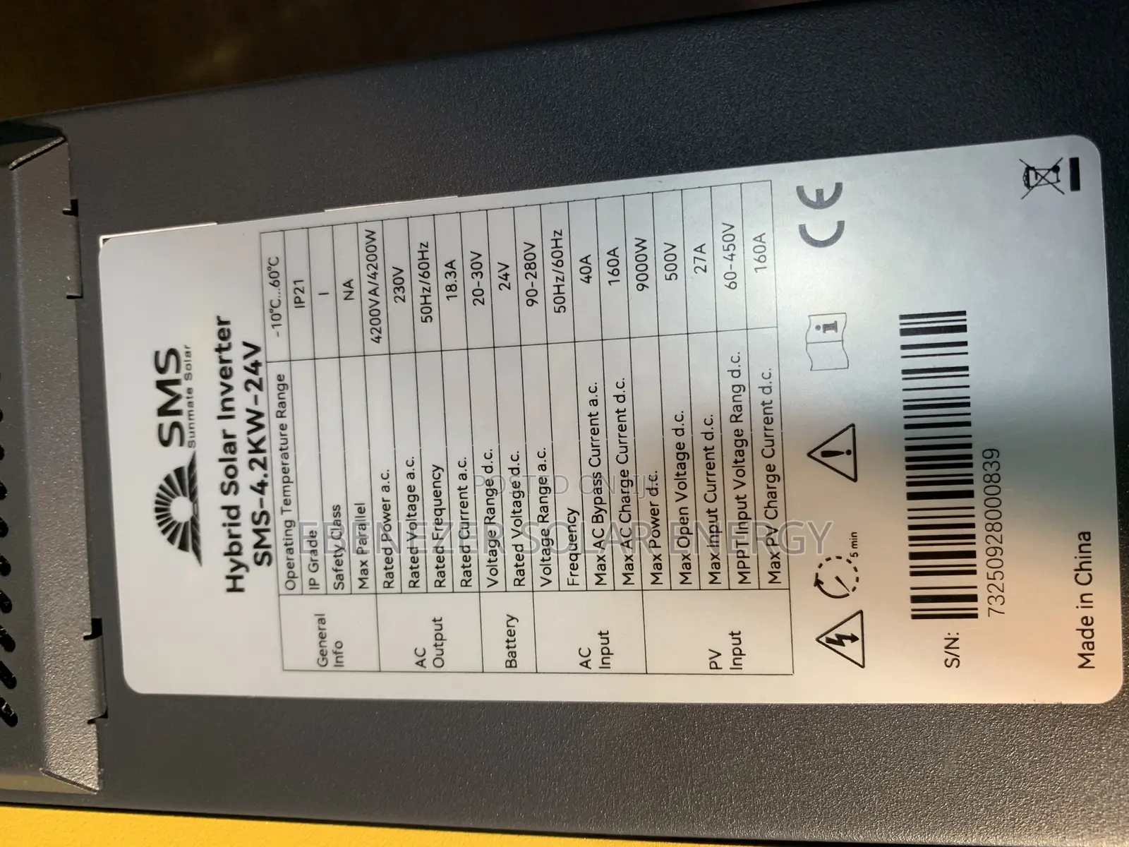 SMS 4.2kva Inverter Hybrid 24v