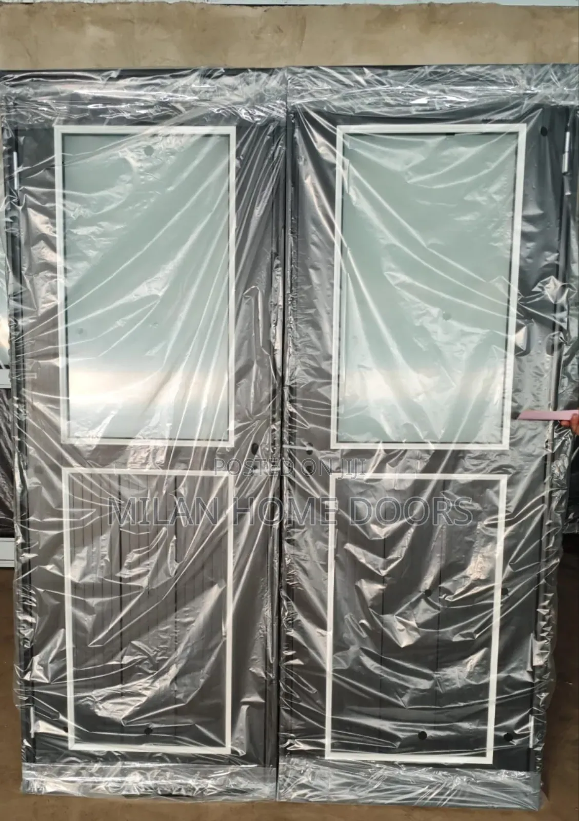 750m Half Glass Pvc Black Toilet And Bathroom Door