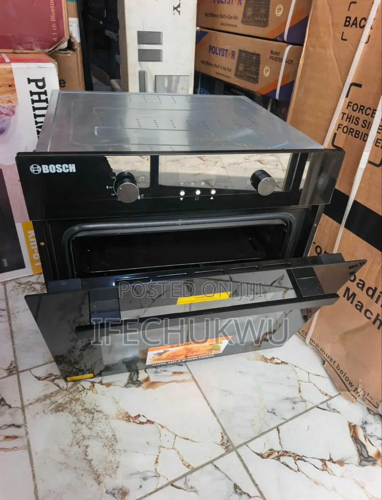 Original Bosch 60x60cm Inbuilt Electric Gas Oven With Grill Timer