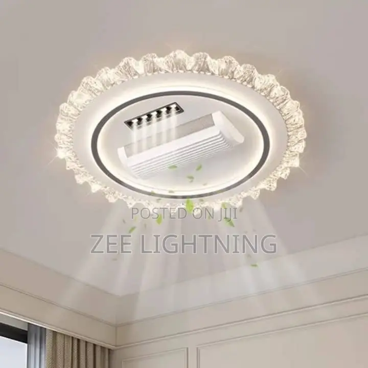 Modern Round Led Ceiling Fitting With Voice Control (Bluetooth and Fan