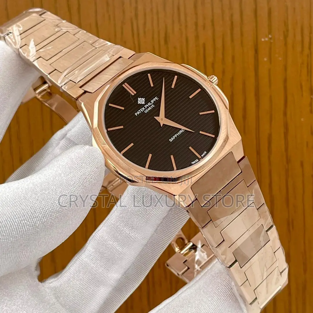 Patek Philippe Quality Luxury Men Flat Chain Strap Wristwatch