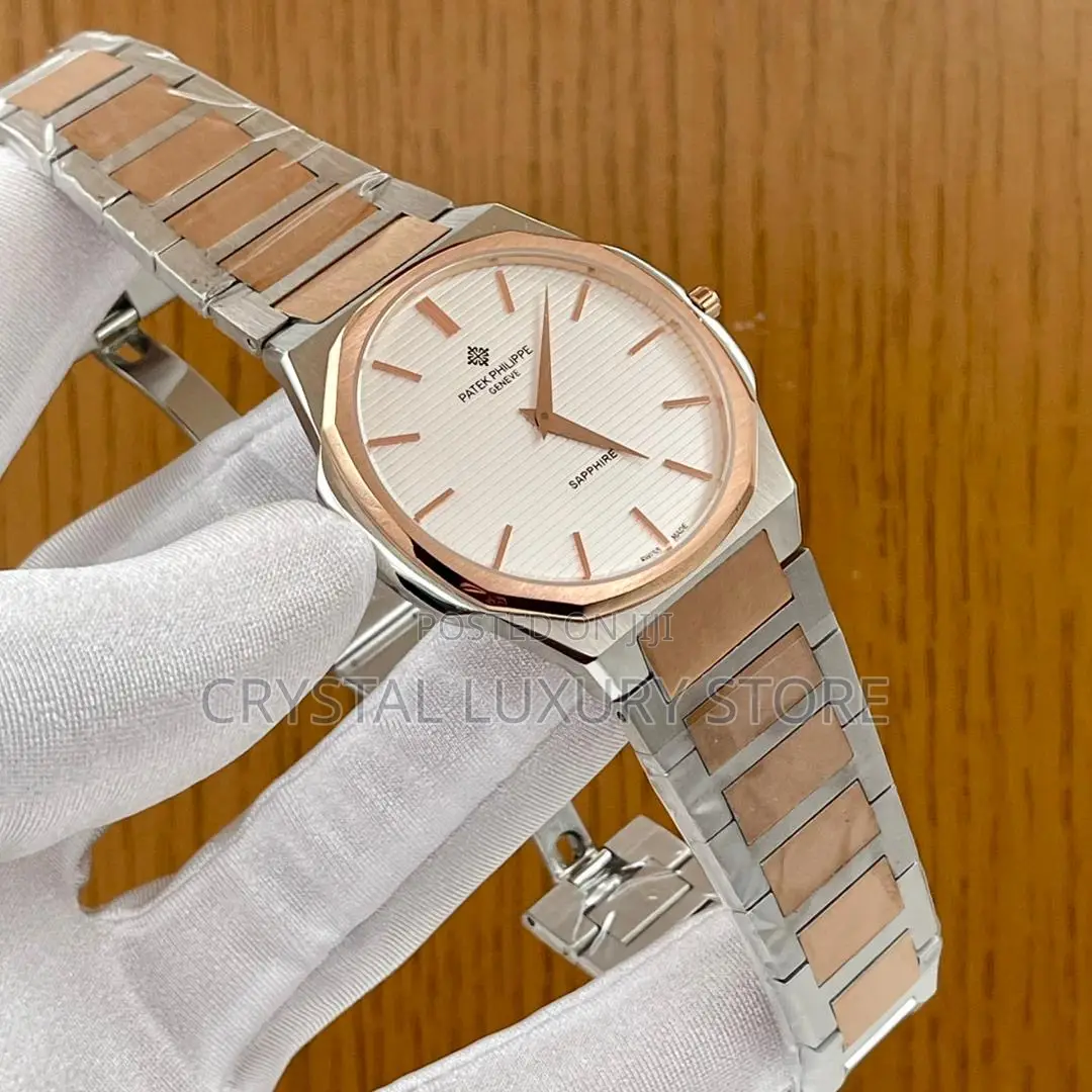 Patek Philippe Quality Luxury Men Flat Chain Strap Wristwatch